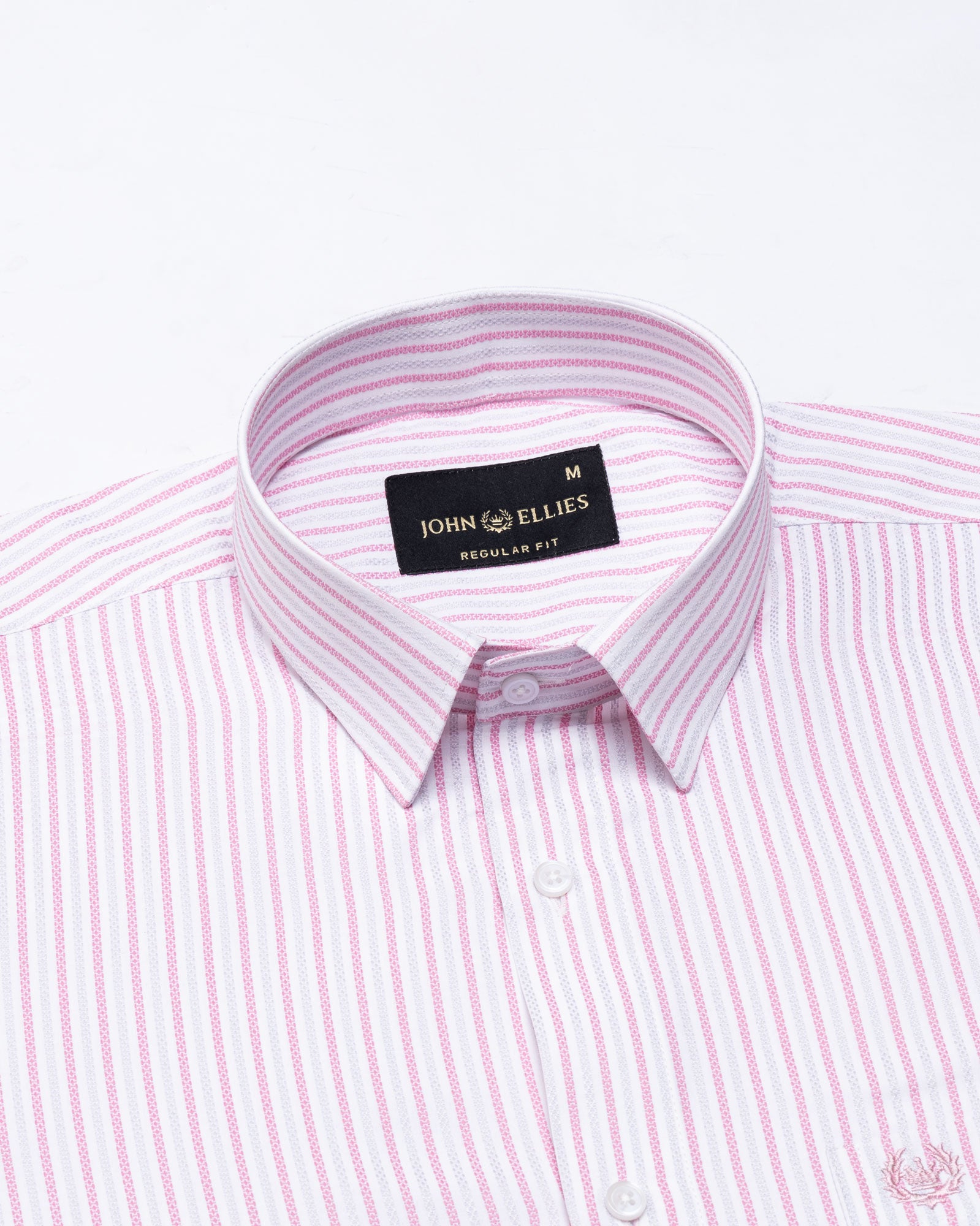 Edific Pink & Silver Stripes Cotton Shirt - John Ellies