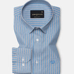 Edific Blue Stripes Cotton Shirt - John Ellies