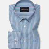 Edific Blue Stripes Cotton Shirt - John Ellies