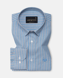 Edific Blue Stripes Cotton Shirt - John Ellies