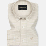 Hazel Beige Check Button Down Oxford Cotton Shirt - John Ellies