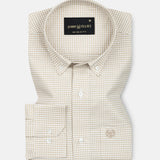 Hazel Beige Check Button Down Oxford Cotton Shirt - John Ellies