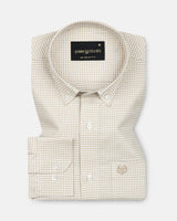 Hazel Beige Check Button Down Oxford Cotton Shirt