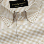Hazel Beige Check Button Down Oxford Cotton Shirt - John Ellies