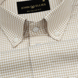 Hazel Beige Check Button Down Oxford Cotton Shirt - John Ellies