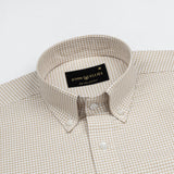 Hazel Beige Check Button Down Oxford Cotton Shirt - John Ellies