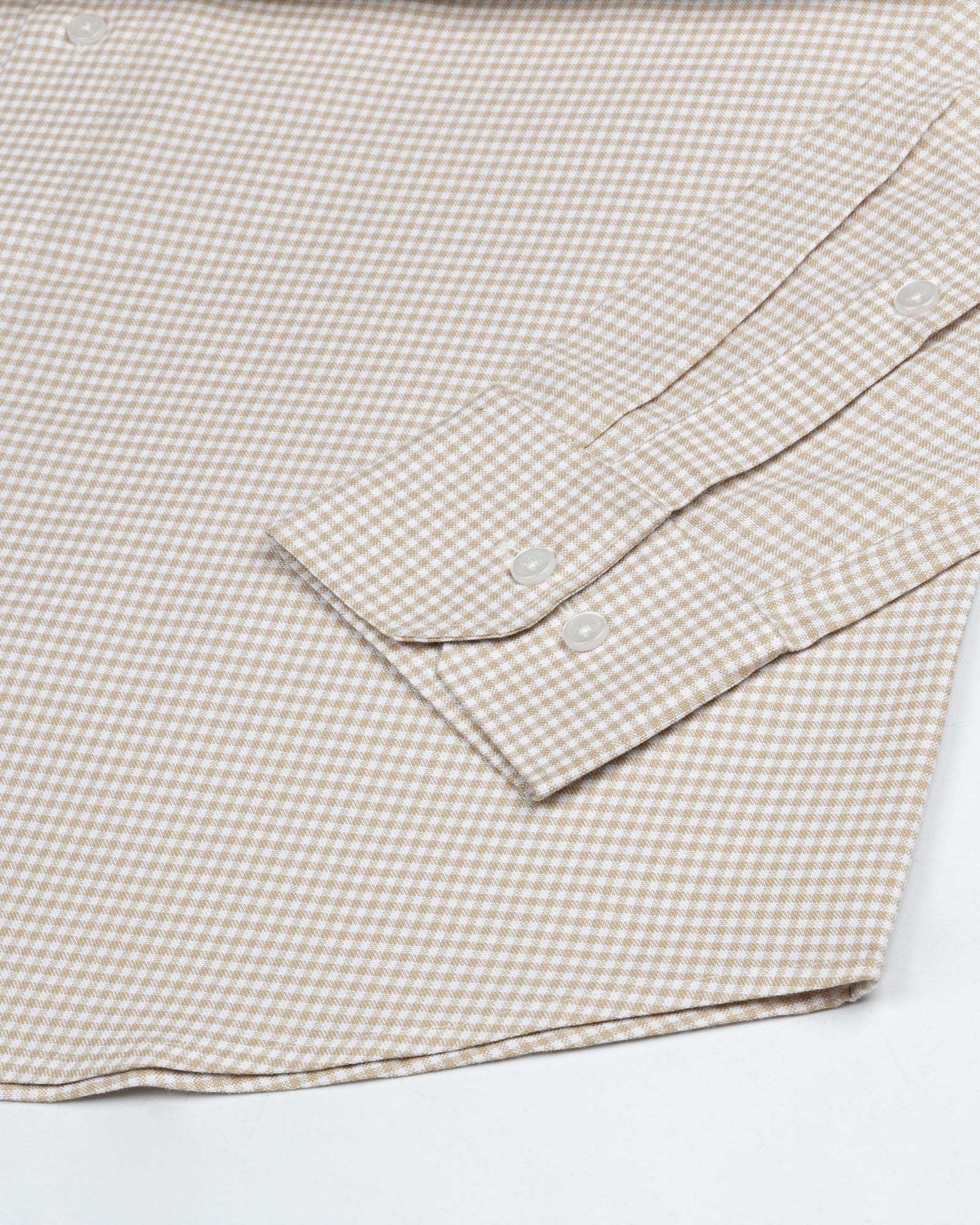 Hazel Beige Check Button Down Oxford Cotton Shirt - John Ellies
