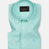 Hazel Lime Check Button Down Oxford Cotton Shirt - John Ellies