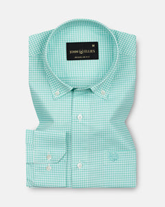 Hazel Lime Check Button Down Oxford Cotton Shirt - John Ellies
