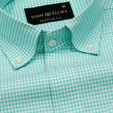 Hazel Lime Check Button Down Oxford Cotton Shirt - John Ellies