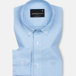 Hazel Sky Blue Check Button Down Oxford Cotton Shirt - John Ellies