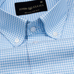 Hazel Sky Blue Check Button Down Oxford Cotton Shirt - John Ellies