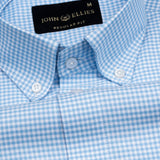Hazel Sky Blue Check Button Down Oxford Cotton Shirt - John Ellies
