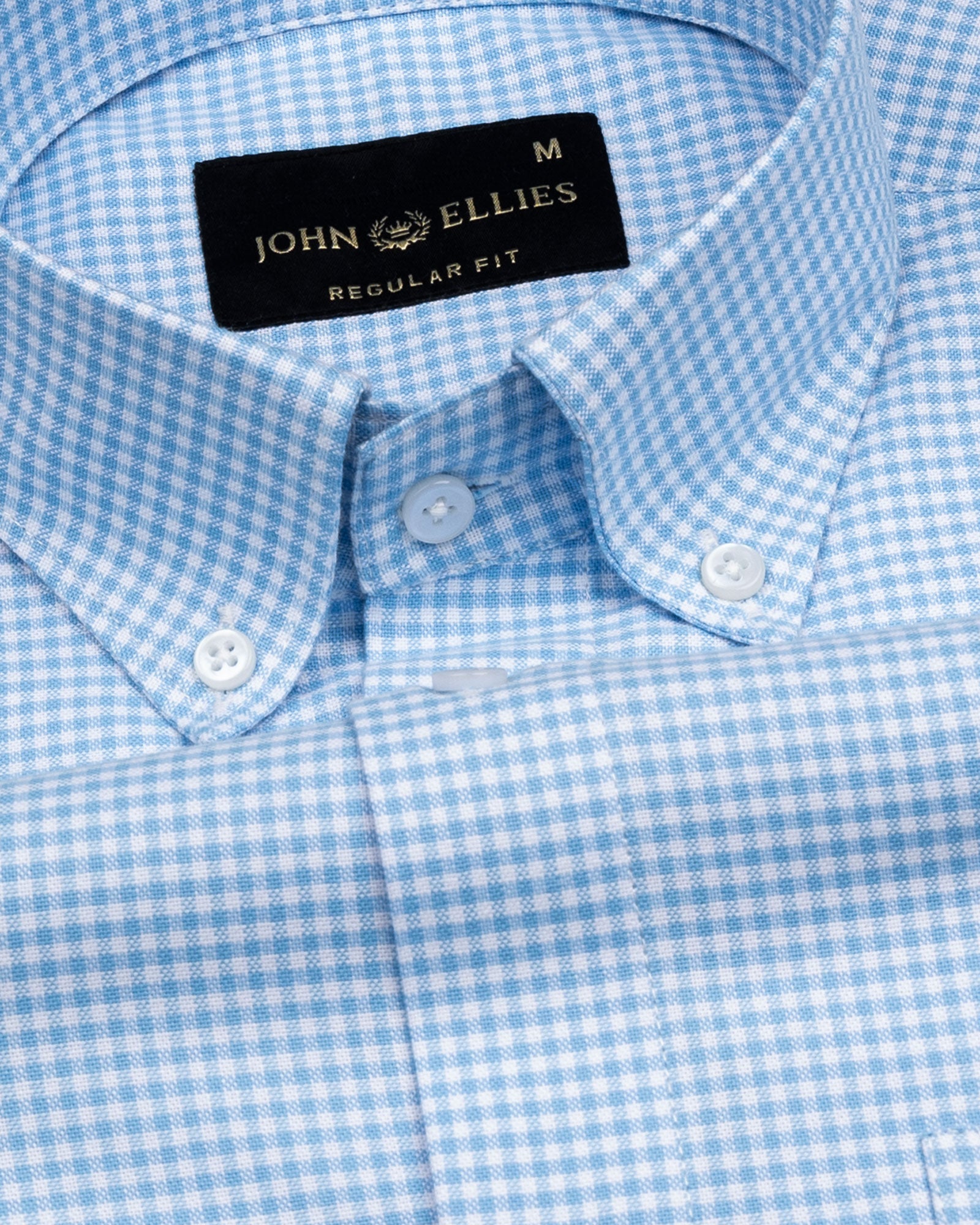 Hazel Sky Blue Check Button Down Oxford Cotton Shirt - John Ellies