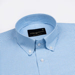 Hazel Sky Blue Check Button Down Oxford Cotton Shirt - John Ellies