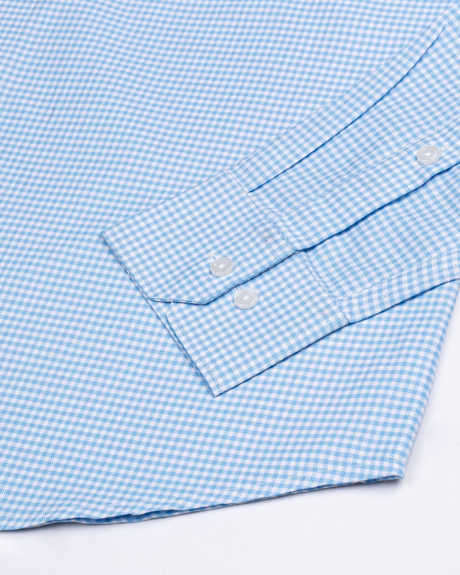 Hazel Sky Blue Check Button Down Oxford Cotton Shirt - John Ellies