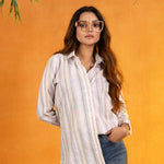 Bloom Multicolor Stripes Linen Women Shirt - John Ellies