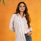 Bloom Multicolor Stripes Linen Women Shirt - John Ellies