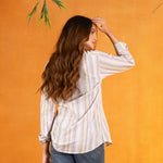 Bloom Multicolor Stripes Linen Women Shirt - John Ellies