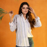 Bloom Multicolor Stripes Linen Women Shirt - John Ellies