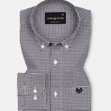 Hazel Black Check Button Down Oxford Cotton Shirt - John Ellies