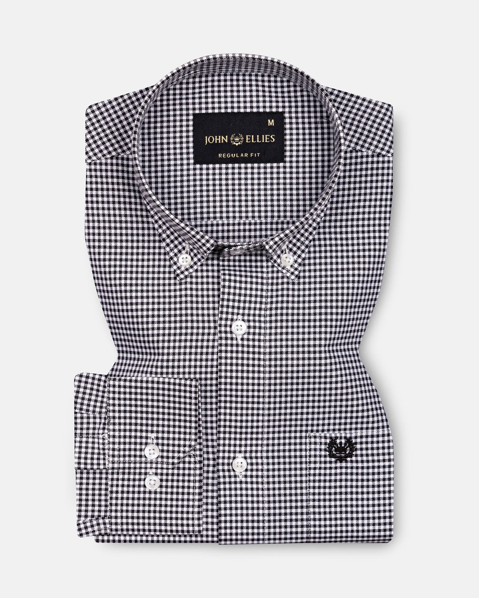 Hazel Black Check Button Down Oxford Cotton Shirt - John Ellies