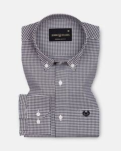 Hazel Black Check Button Down Oxford Cotton Shirt - John Ellies