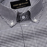Hazel Black Check Button Down Oxford Cotton Shirt - John Ellies
