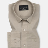 Amess Tan Plain Linen Shirt - John Ellies