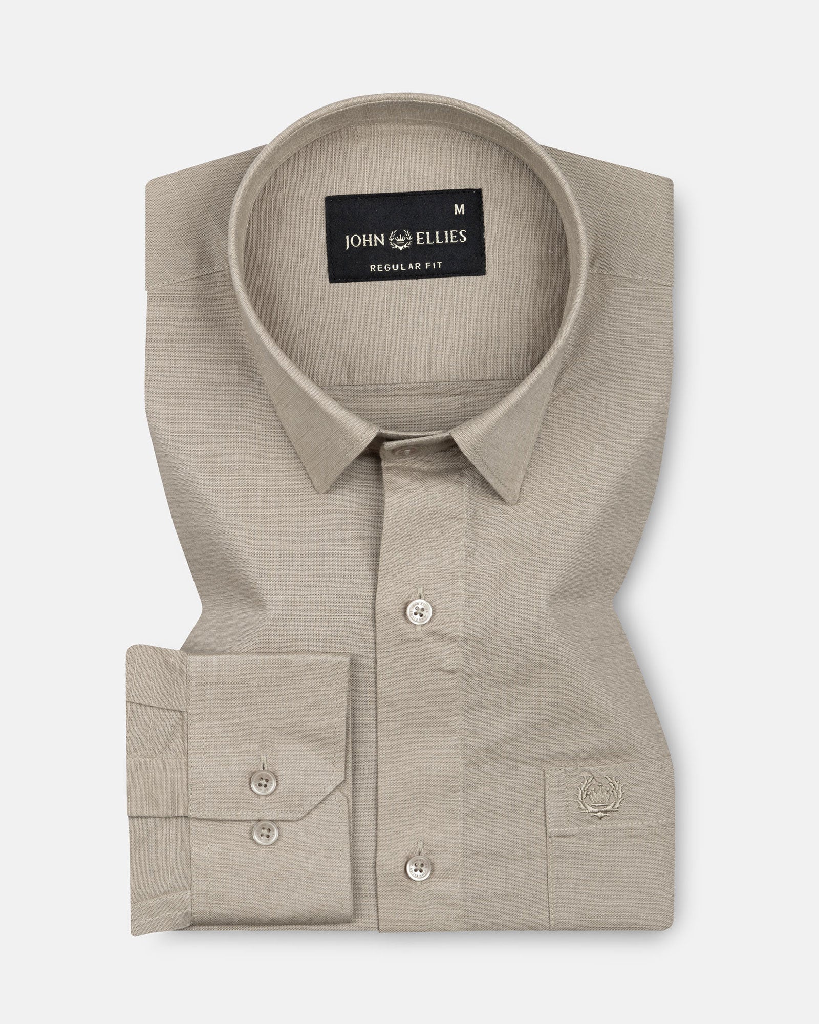 Amess Tan Plain Linen Shirt - John Ellies