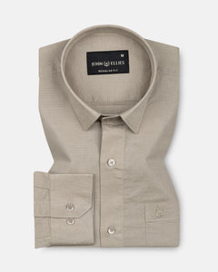 Amess Tan Plain Linen Shirt - John Ellies