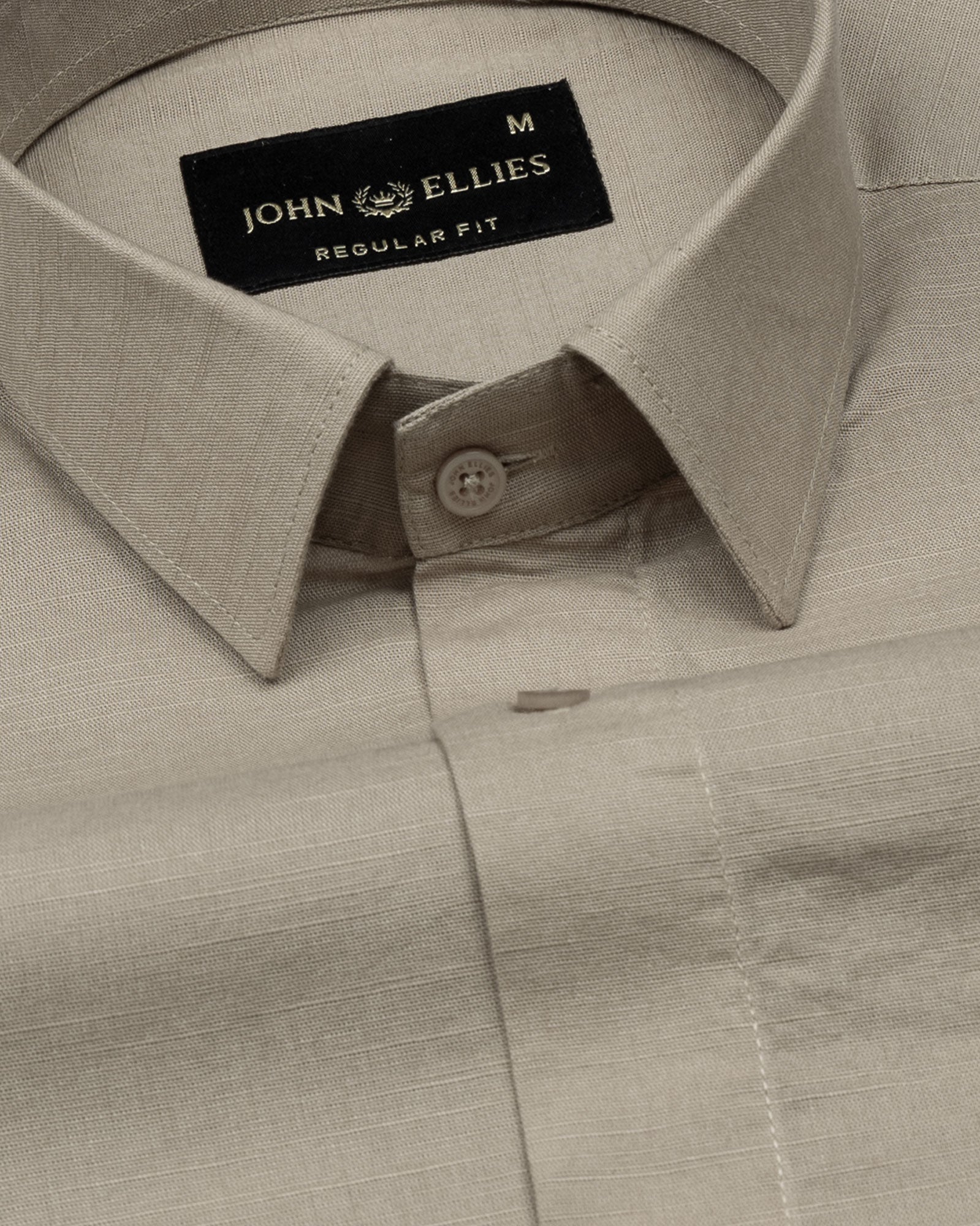 Amess Tan Plain Linen Shirt - John Ellies