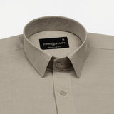 Amess Tan Plain Linen Shirt - John Ellies