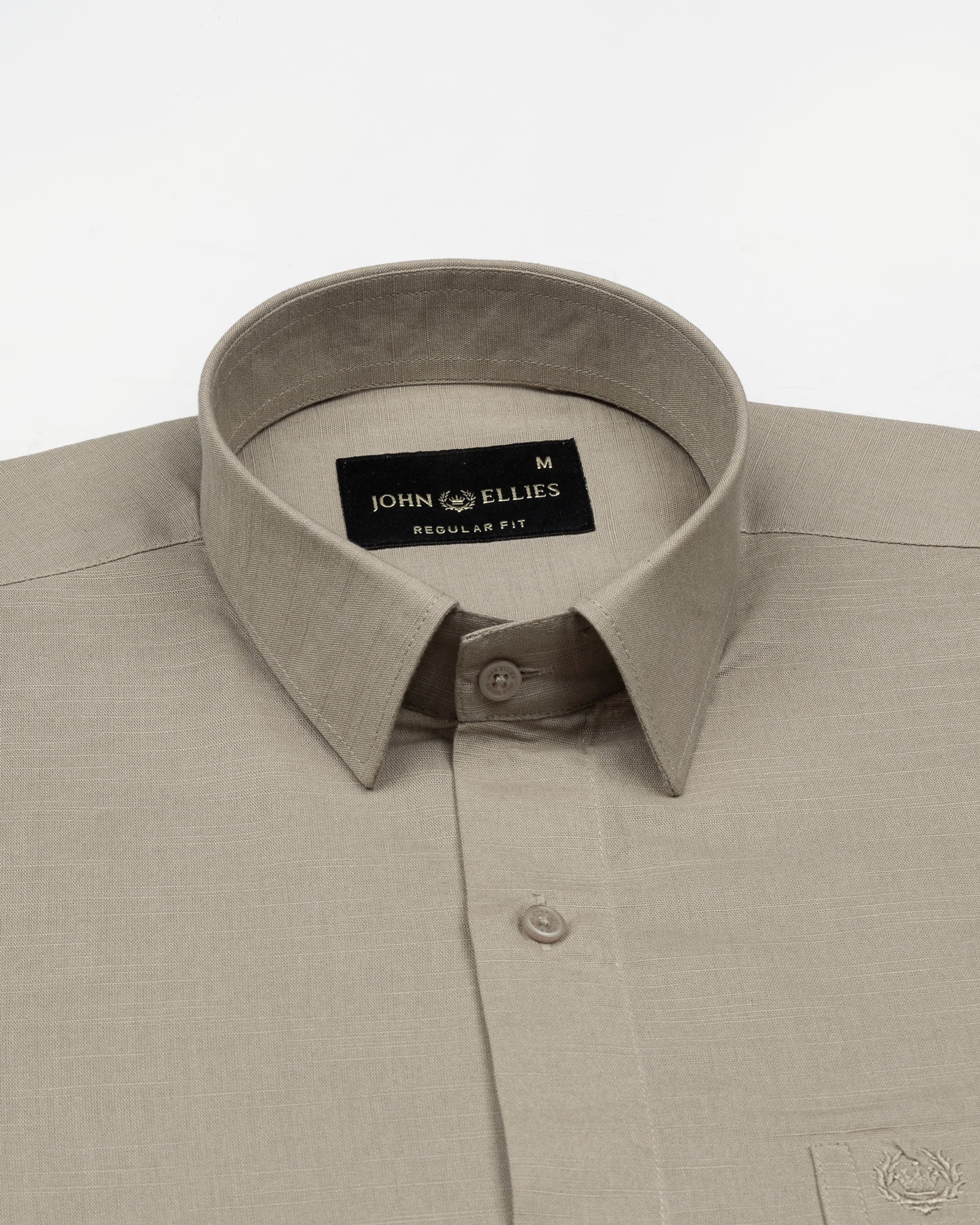 Amess Tan Plain Linen Shirt - John Ellies