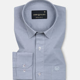 Amess Silver Plain Linen Shirt - John Ellies