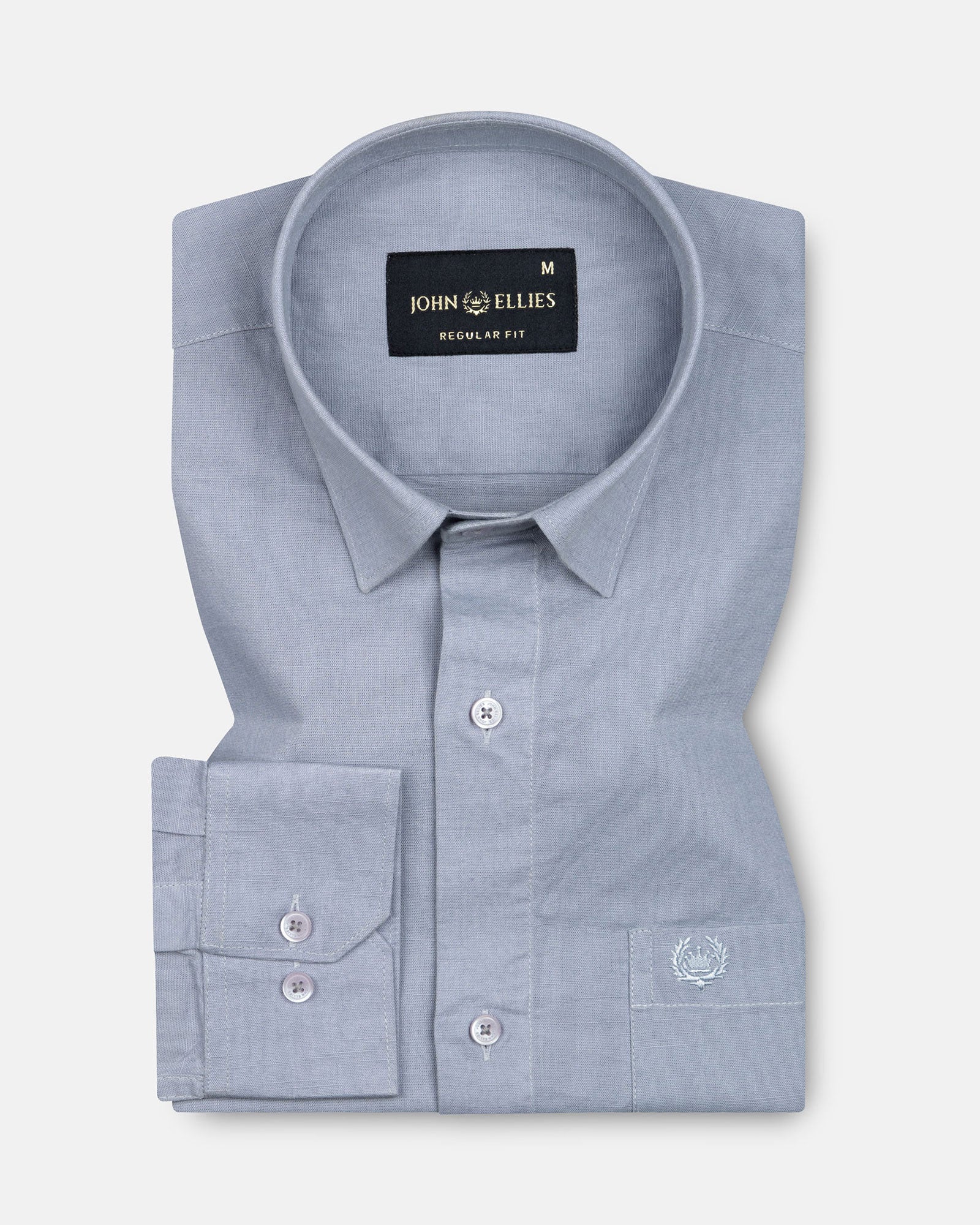 Amess Silver Plain Linen Shirt - John Ellies