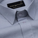 Amess Silver Plain Linen Shirt - John Ellies