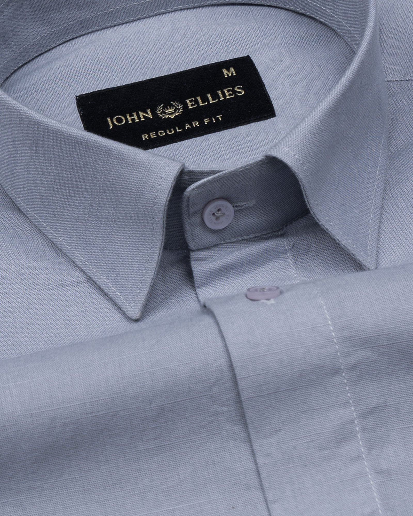 Amess Silver Plain Linen Shirt - John Ellies