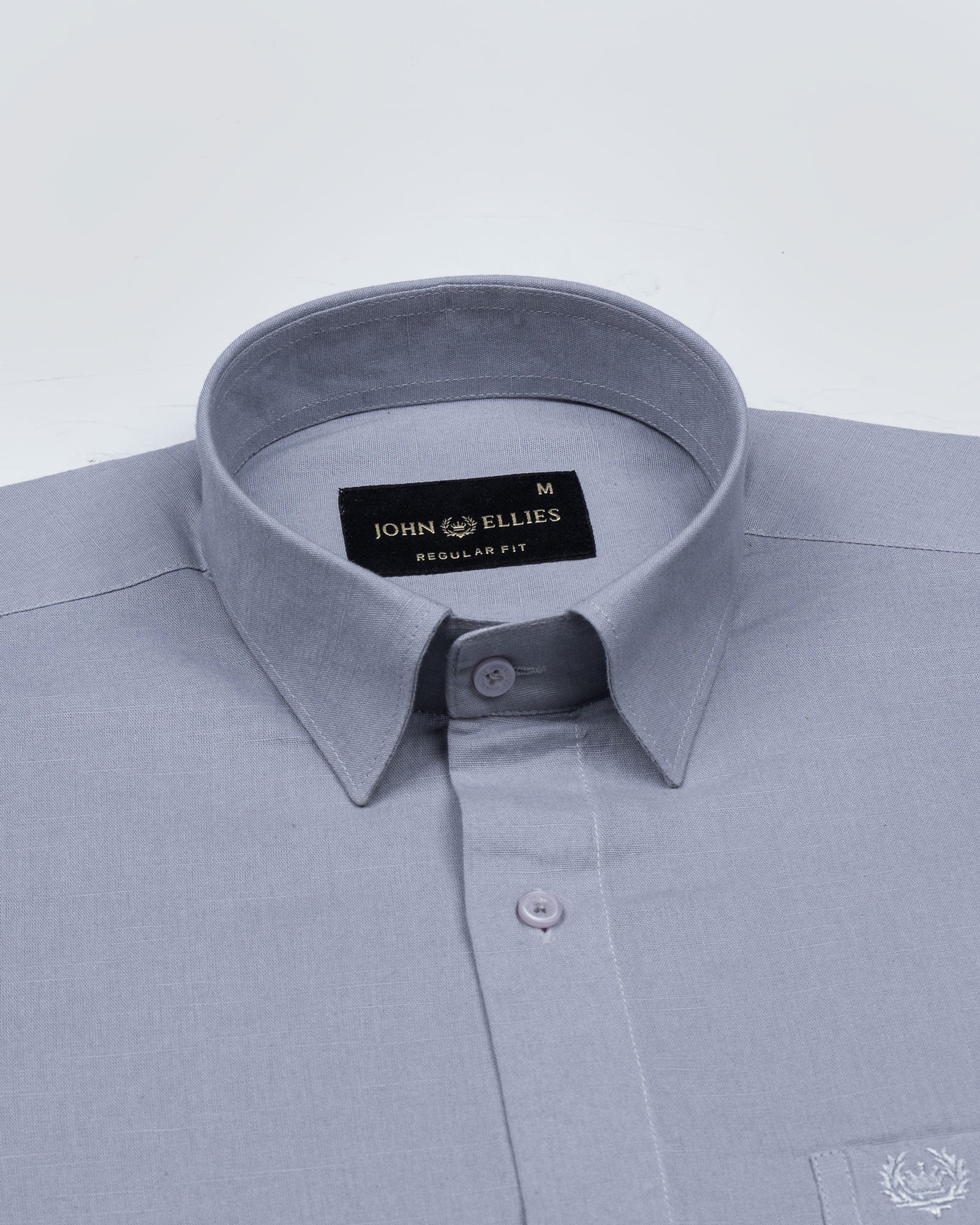 Amess Silver Plain Linen Shirt - John Ellies