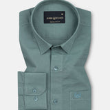 Amess Olive Plain Linen Shirt - John Ellies