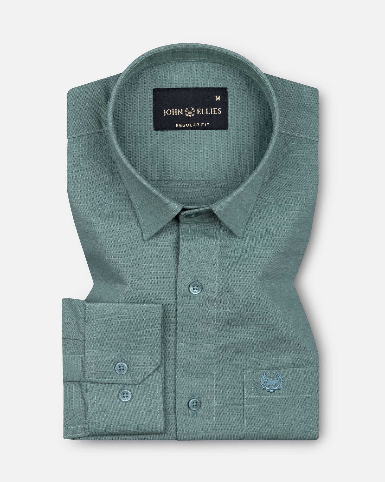 Amess Olive Plain Linen Shirt - John Ellies
