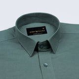 Amess Olive Plain Linen Shirt - John Ellies