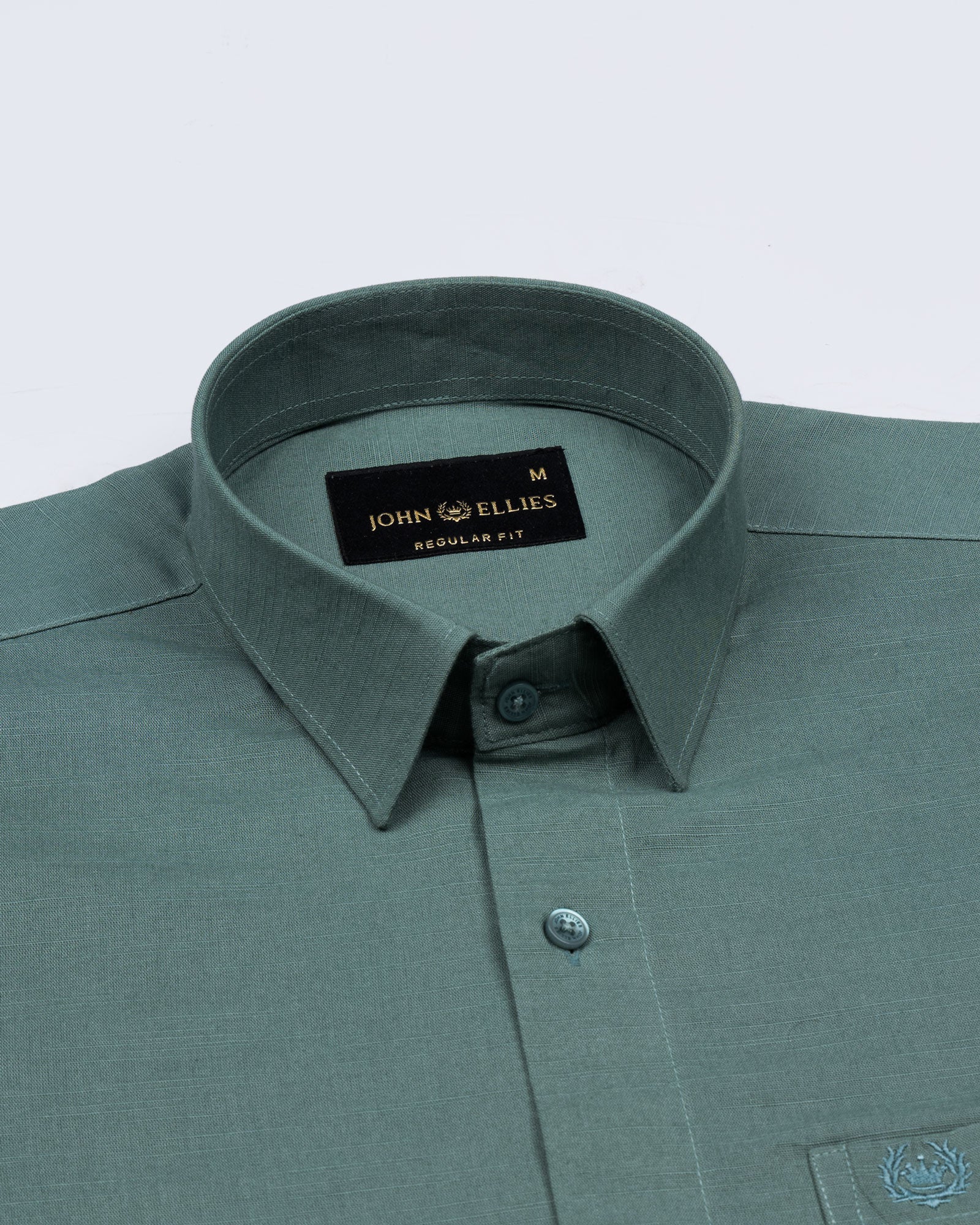 Amess Olive Plain Linen Shirt - John Ellies
