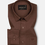Amess Brown Plain Linen Shirt - John Ellies