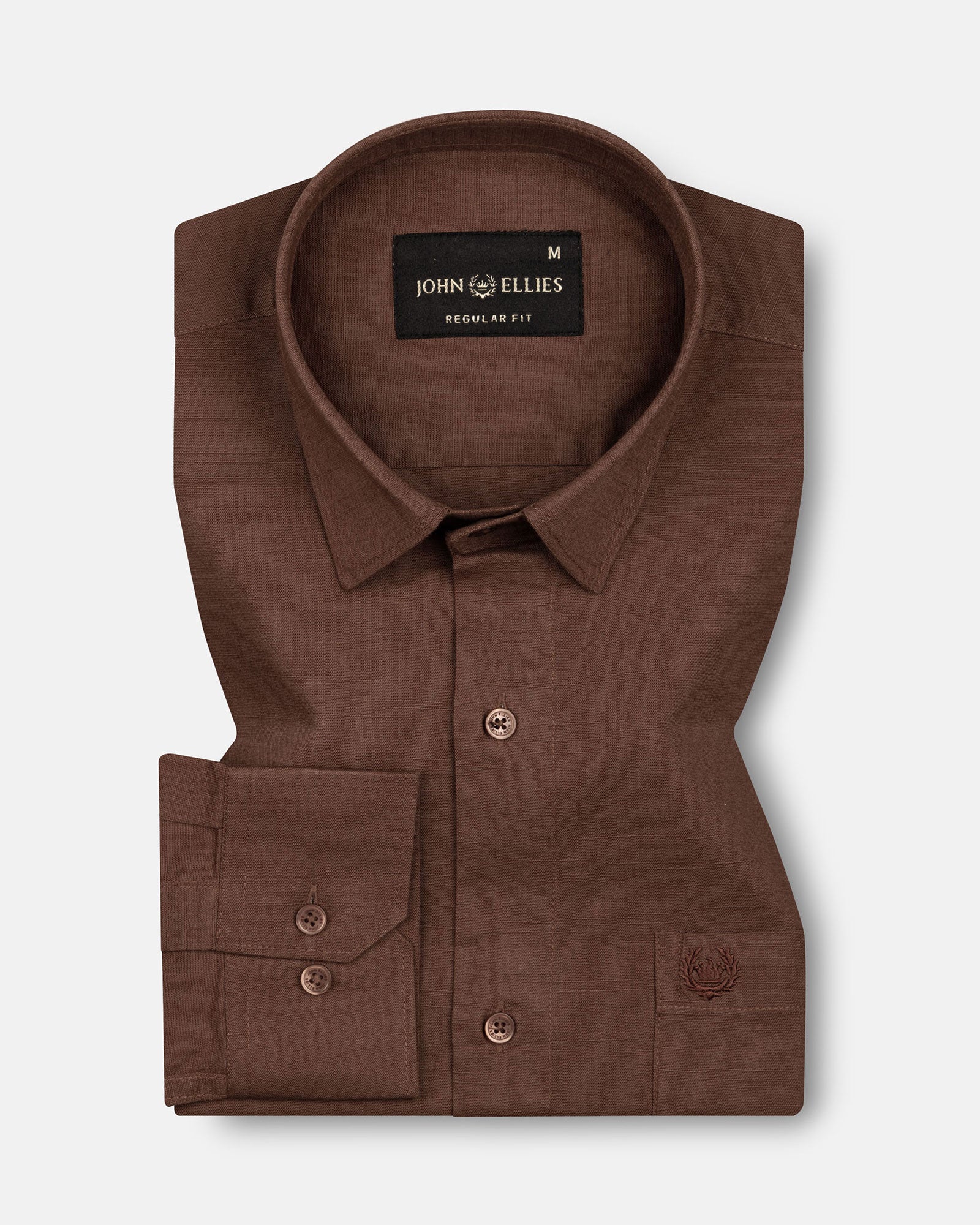 Amess Brown Plain Linen Shirt - John Ellies