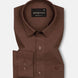 Amess Brown Plain Linen Shirt - John Ellies