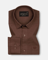 Amess Brown Plain Linen Shirt