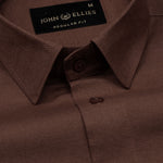 Amess Brown Plain Linen Shirt - John Ellies