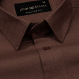 Amess Brown Plain Linen Shirt - John Ellies
