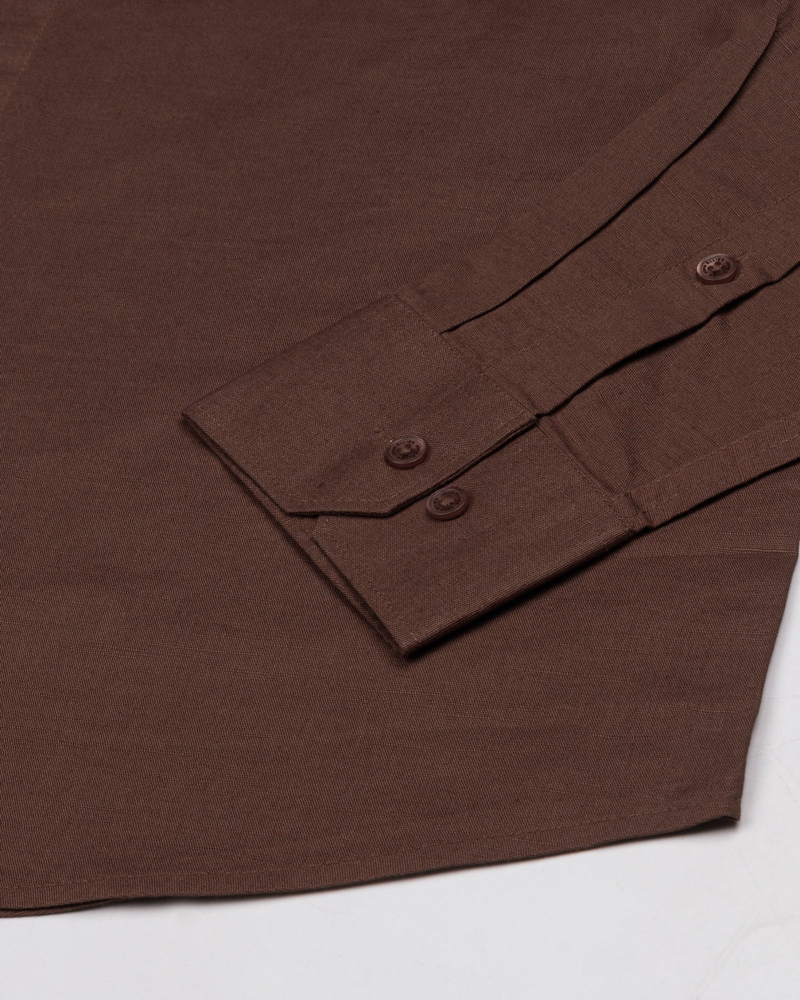 Amess Brown Plain Linen Shirt - John Ellies